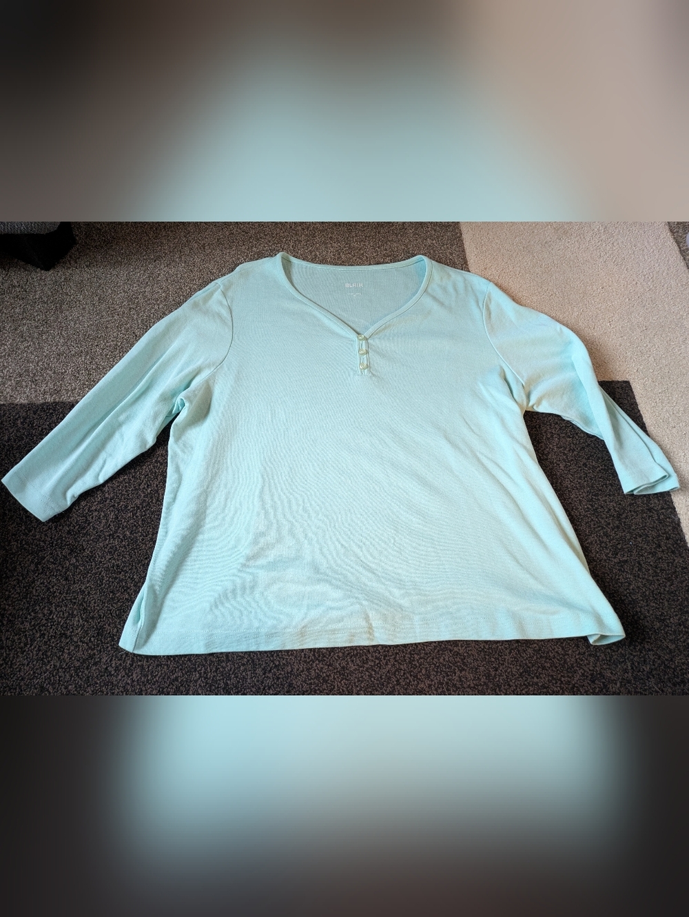Light Blue 3/4 Sleeve Button Up Shirt
